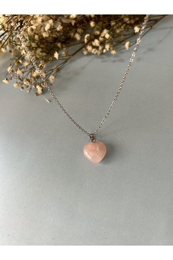 Pembe Kuvars Kalpli Kolye - %100 Orijinal