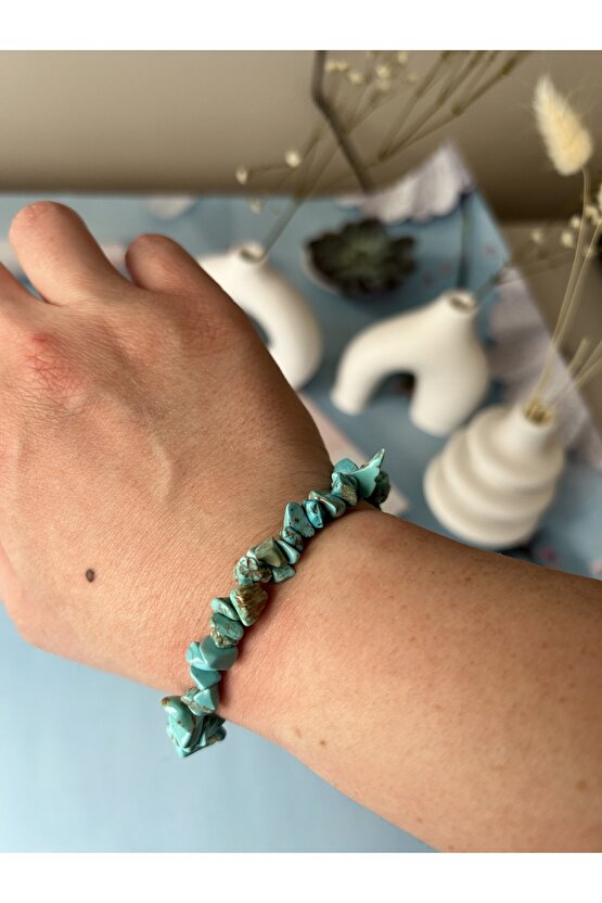 Doğal Turkuaz (FİRUZE) Kırık Taş Bileklik-%100 Orijinal