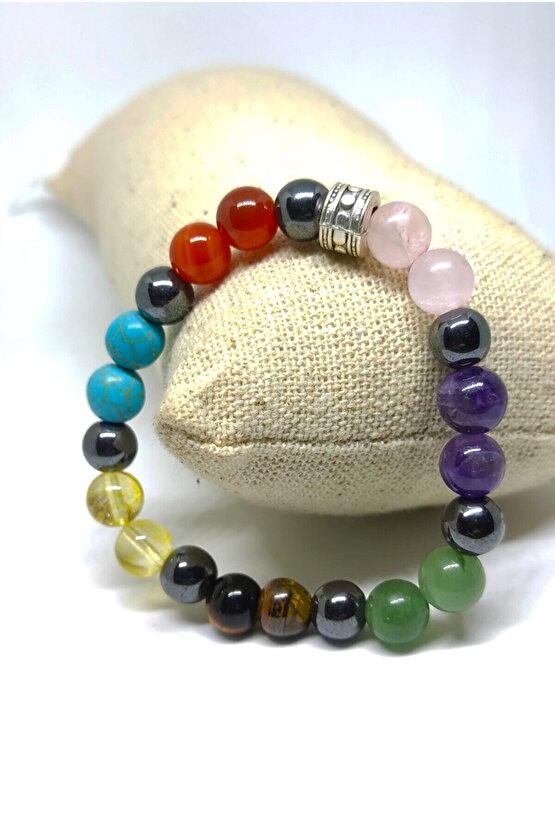 Yedi(7) Çakra Bileklik 8 Mm Doğal Taş Model:4