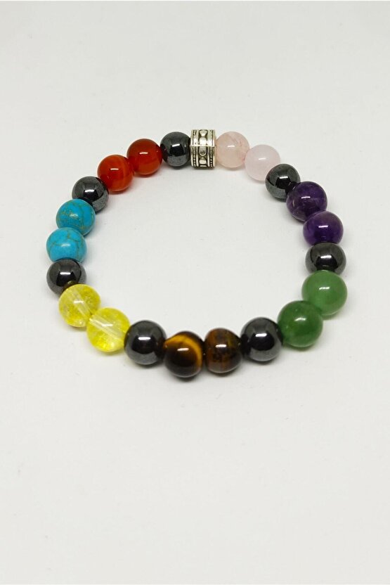 Yedi(7) Çakra Bileklik 8 Mm Doğal Taş Model:4