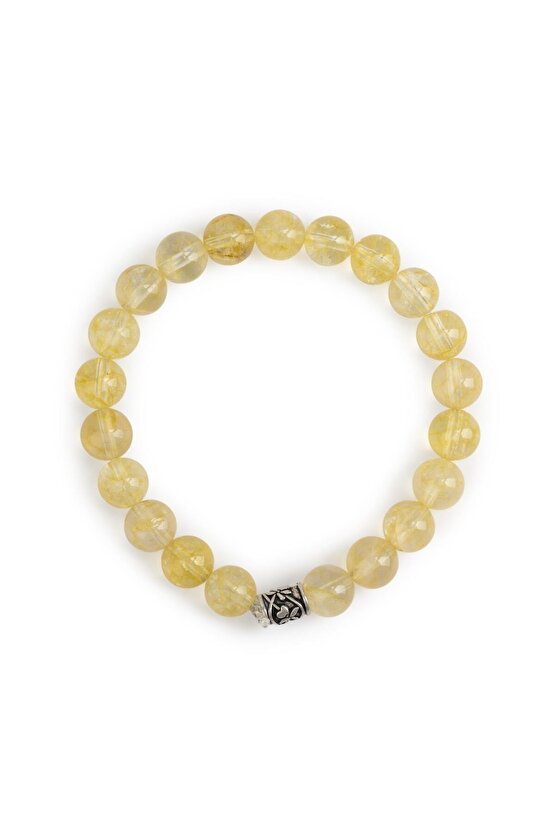 Sitrin Doğal Taş Gümüş Bileklik