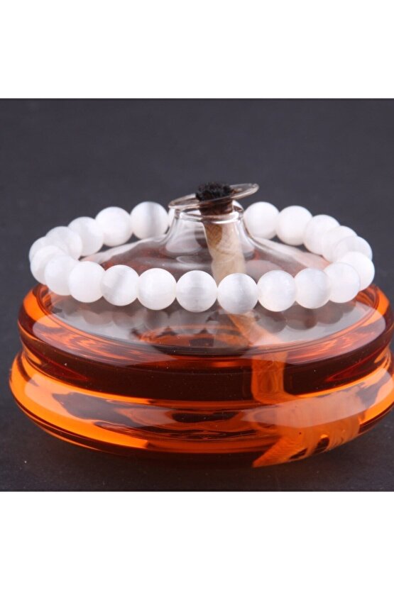 Selenit Doğal Taş Bileklik 8 mm