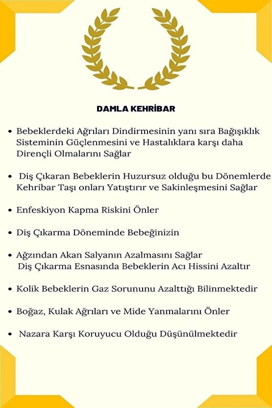 Doğaltaş Bebek Ve Çocuk Damla Kehribar Diş Çıkarma Ve Ateş Düşürücü