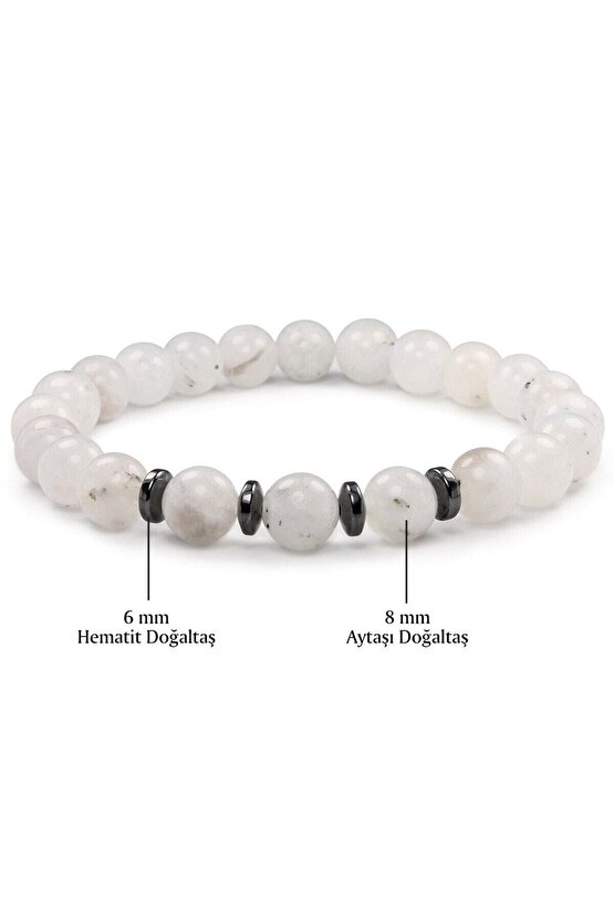 Ay Taşı - Hematit Doğal Taş Bileklik 8 mm