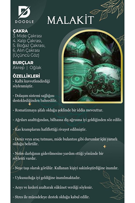 Sevgililere Ve Arkadaşlara Malakit Doğaltaş Kolye Seti