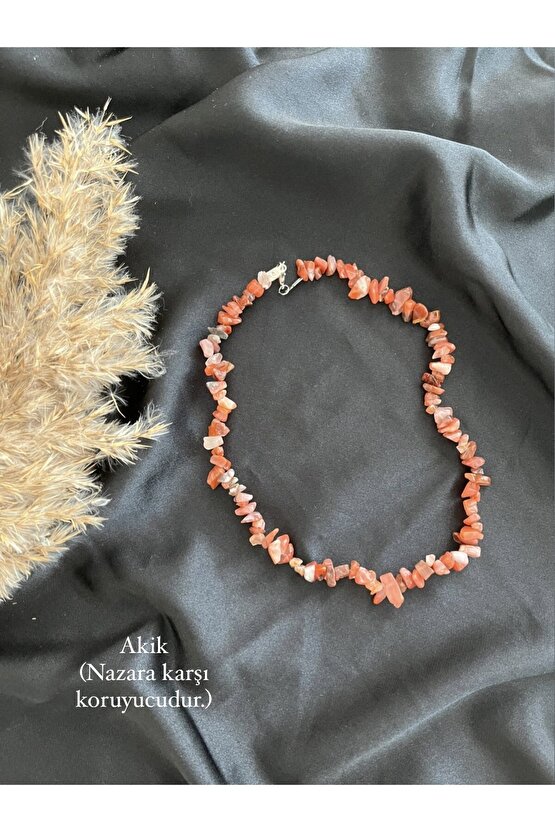 Akik Kırık Doğal Taş Kolye