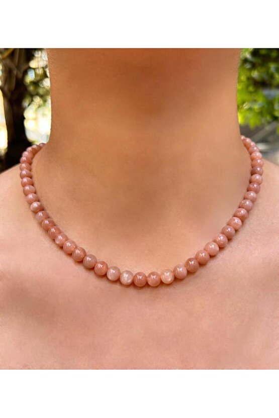 6 MM Küre Kesim Güneş Taşı Doğal Taş Kolye