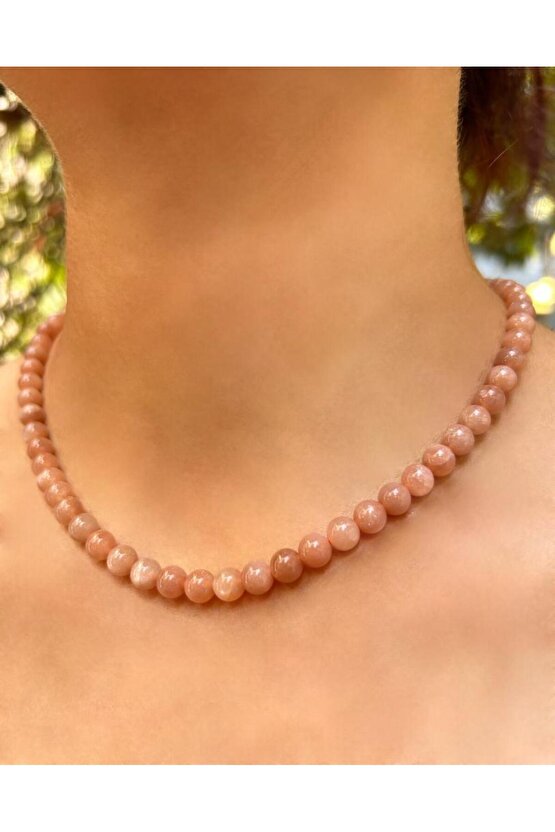 6 MM Küre Kesim Güneş Taşı Doğal Taş Kolye