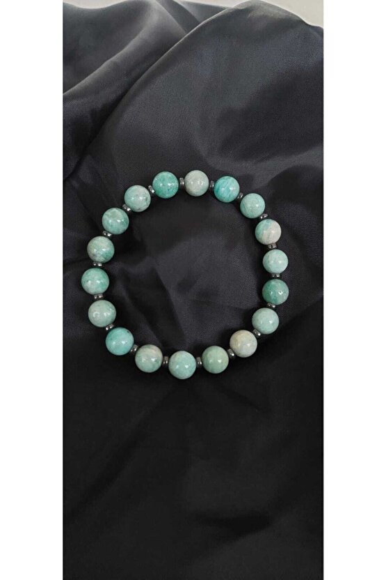 Amazonit Hematit Doğal Taş Bileklik 8mm