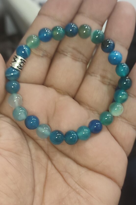 Mavi Akik Taşı Natural Doğaltaş 8mm Bileklik