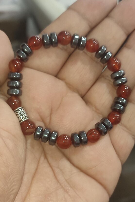 Kahve Akik Taşı Hematit Natural Doğaltaş 8 mm Bileklik