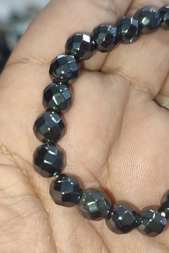 Hematit Taşı 8 mm Faset Kesim Natural Doğaltaş Bileklik