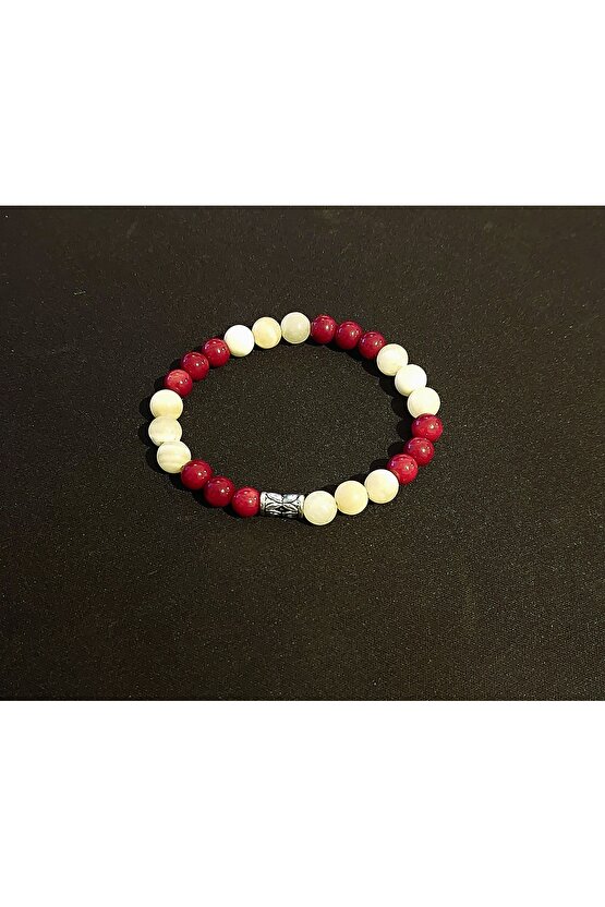 GALATASARAY DOĞAL TAŞ BİLEKLİK (KALSİT MERCAN TAŞI) 8MM