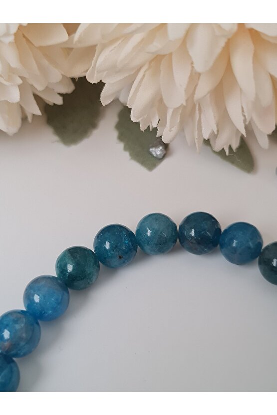 Apatit  Doğal Taş Bileklik 8mm Küre Kesim