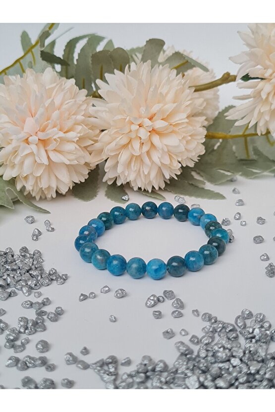 Apatit  Doğal Taş Bileklik 8mm Küre Kesim