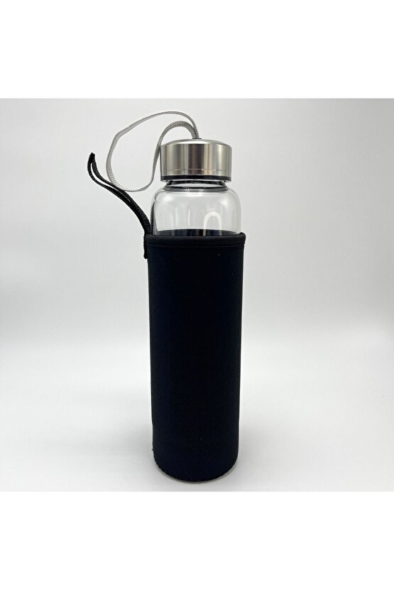 SERTİFİKALI Ametist Doğal Taş Cam Su Matarası 550 ml  Özel Kılıflı Contalı Kapak Paslanmaz Çelik