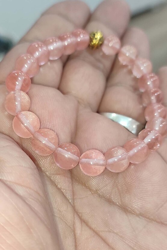 Gül Kuvars Taşı 8 mm Natural Doğaltaş Bileklik