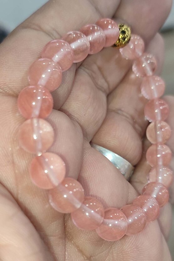 Gül Kuvars Taşı 8 mm Natural Doğaltaş Bileklik