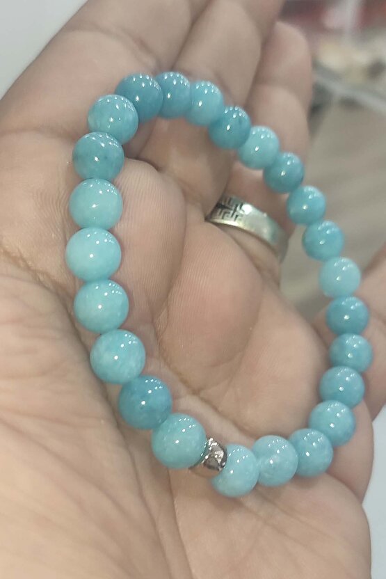 Akuamarin Taşı 8 mm Natural Doğaltaş Bileklik