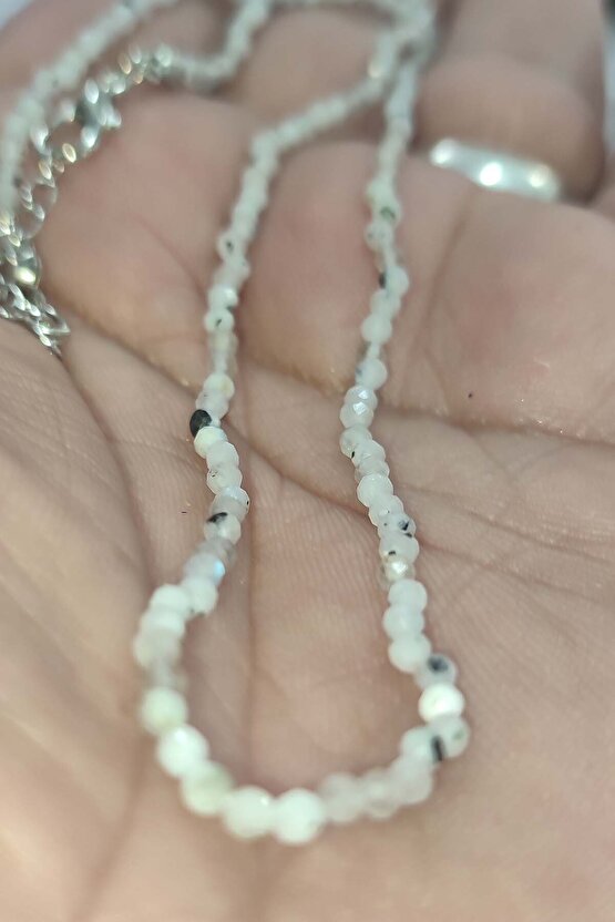 Ay Taşı Faset Kesim 2 mm Natural Doğaltaş Kolye