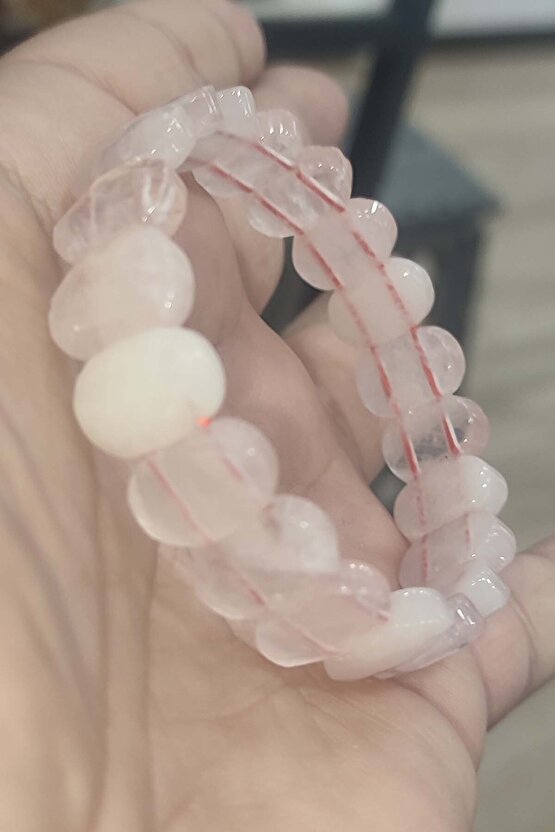 Pembe Kuvars Taşı Faset Kesim Natural Doğaltaş Bileklik