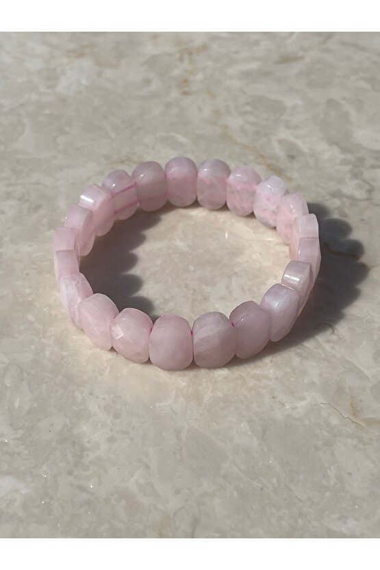 Özel Faset Kesim Pembe Kuvars Doğaltaş Bileklik