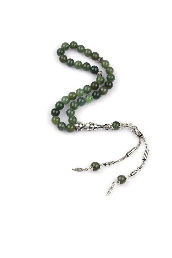 Kanada Yeşim Doğal Taş Tesbih 8 mm Küre Kesim