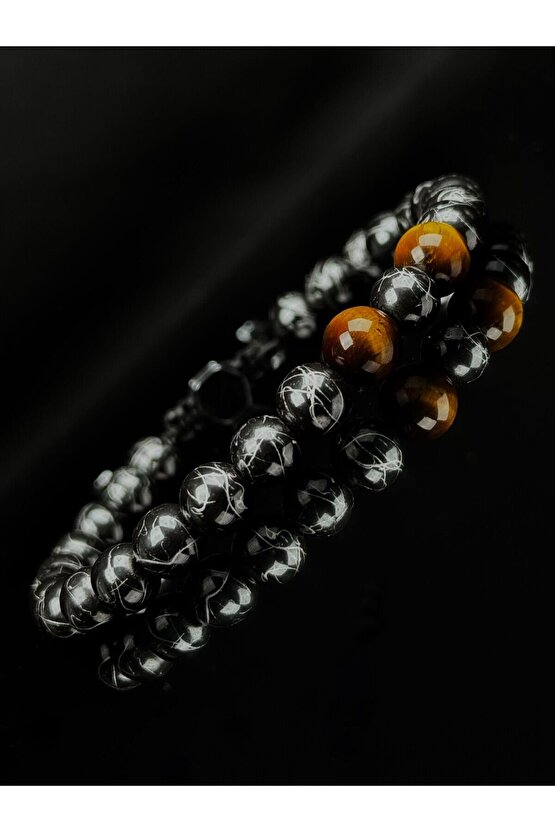 HEMATİT TAŞI VE KAPLAN GÖZÜ BİLEKLİK HEDİYE BİLEKLİK