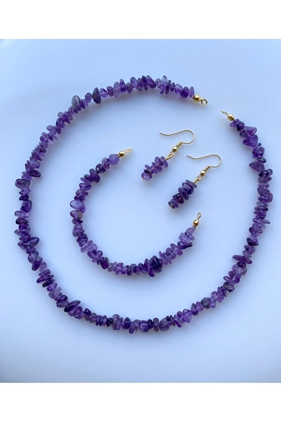 Ametist Kırıktaş Doğal Taş Set