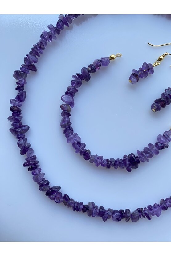 Ametist Kırıktaş Doğal Taş Set