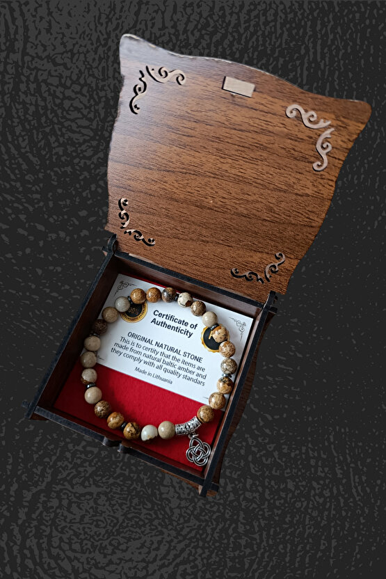 Odun Jasper Taşı Doğal Taş  Desenli parlak Jasper Taşı Bileklik Doğal Taş