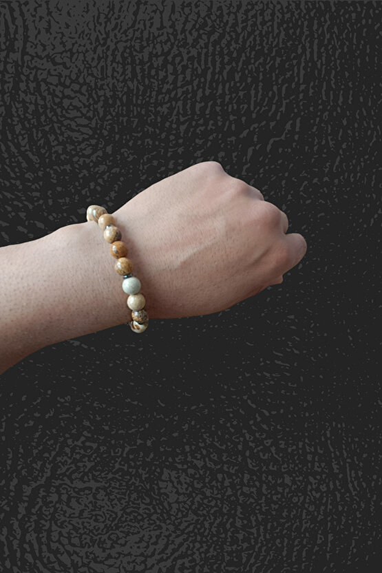 Odun Jasper Taşı Doğal Taş  Desenli parlak Jasper Taşı Bileklik Doğal Taş