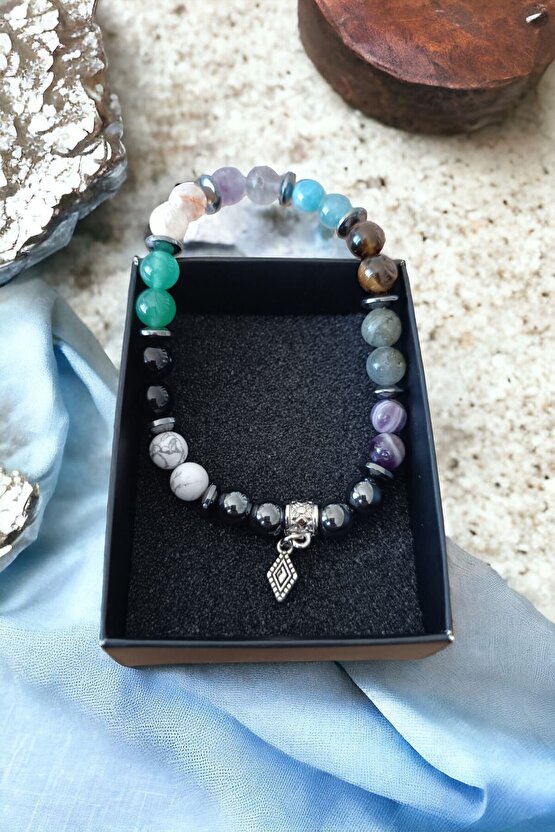 Başarı Bileklik Labradorit Florit Kaplan Gözü Havlit Aventurin Obsidyen Sitrin Apatit Ametist taşı