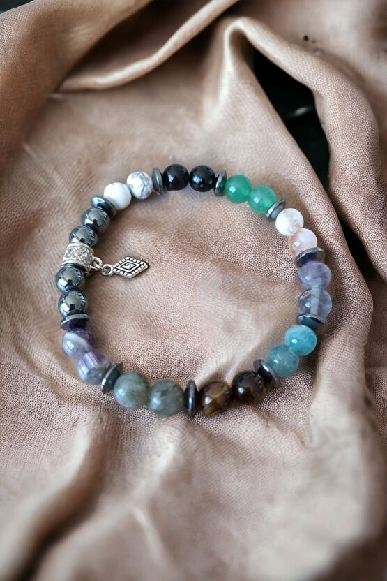 Başarı Bileklik Labradorit Florit Kaplan Gözü Havlit Aventurin Obsidyen Sitrin Apatit Ametist taşı