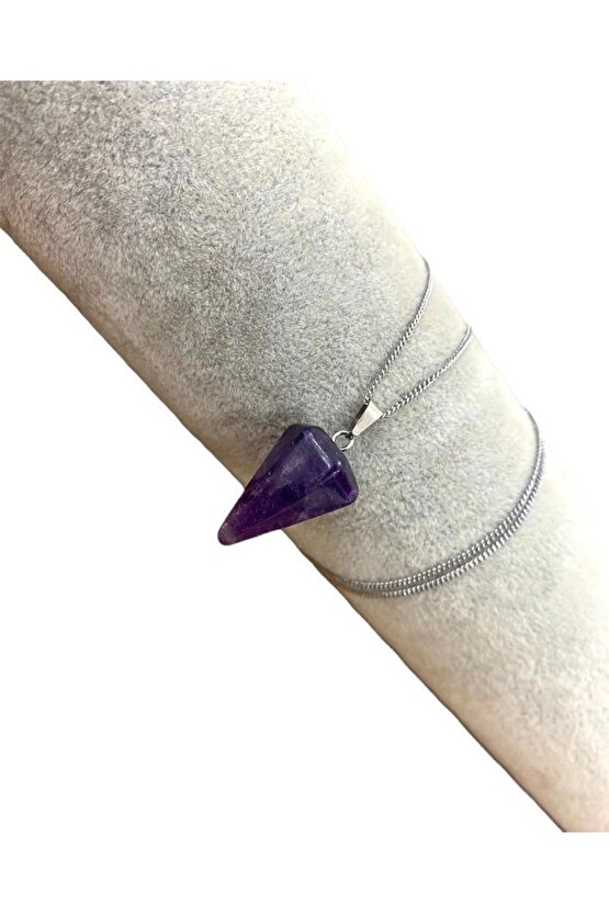 Ametist Doğal Taş Pandül Kolye