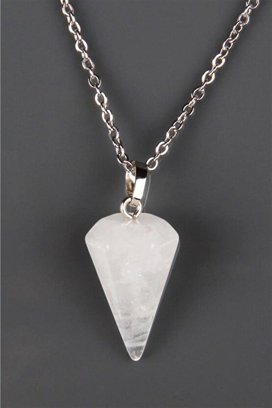 Kristal Kuvars Doğal Taş Pandül Kolye