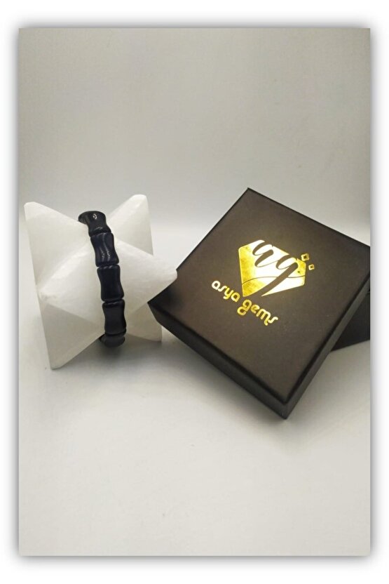 Asyagems Doğaltaş Obsidyen Doğal Taş Özel Kemik Model Kesim Bileklik Ayg-4892