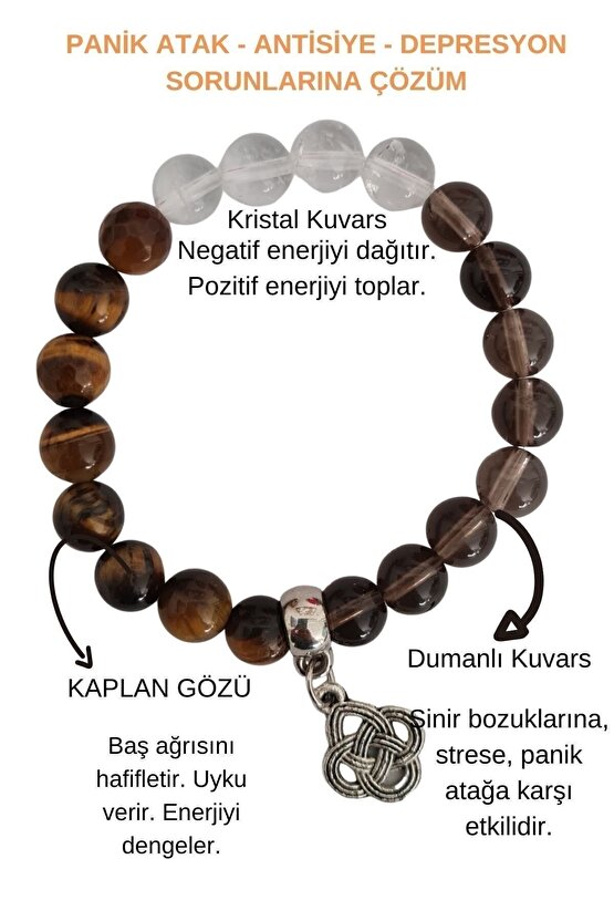 Panik Atak Anksiyete Kaygı Korku Depresyon Vesvese Ve Uyku Sorunları İçin Doğal Taş Bileklik