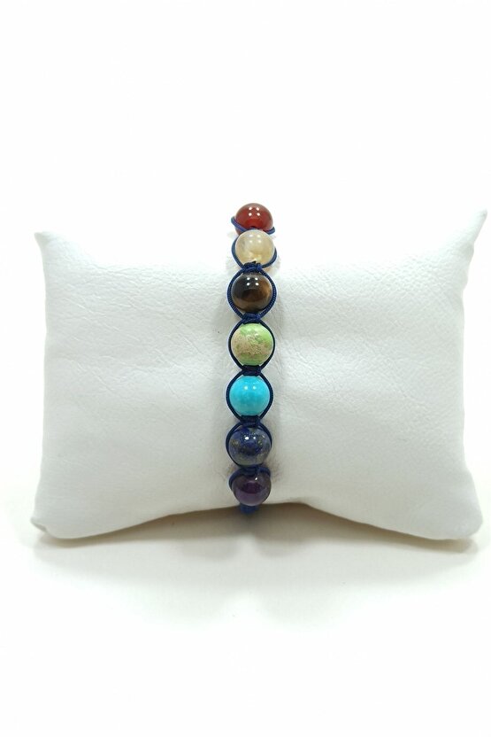 7 Çakra Makrome Ip Örgü Bileklik Lacivert Rio