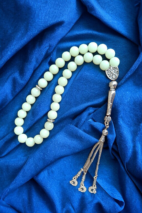 Fosfor Taşı  Tesbih  33lük Tesbih 10 mm Doğal Taş Tesbih Karanlıkta Parlayan Taş