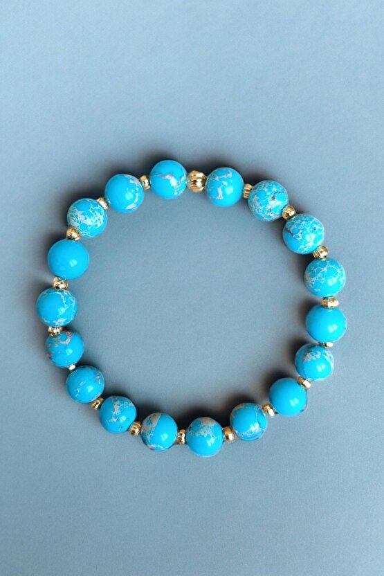 Mavi Varasit Dünya Gezegen model Varasit Taşı  Bileklik Dorika Bileklik Erkek Kadın Bileklik