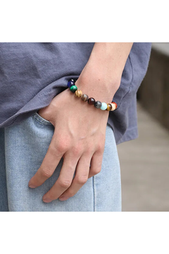 GEZEGEN ENERJİLERİNİ DENGELEYİCİ  DOĞALTAŞ BİLEKLİK YOGA MEDİTASYON  BİLEKLİK