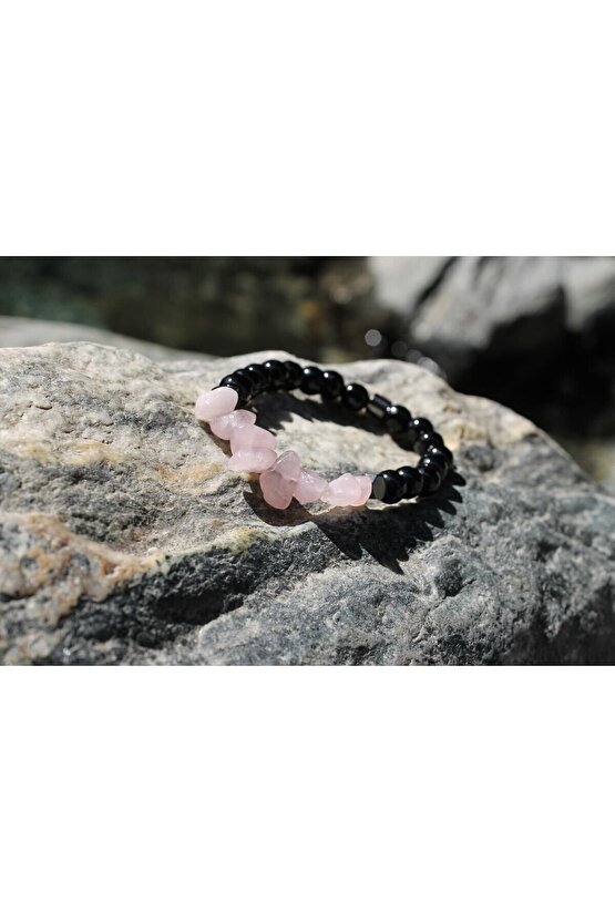 Oniks 8 Mm Faset Pembe Kuvars Doğaltaş Bileklik