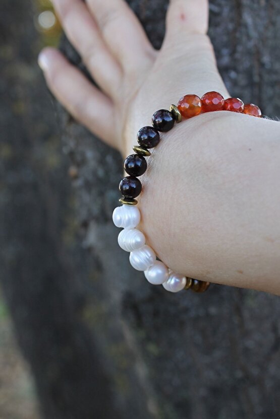 Aslan Burcu Inci Kaplan Gözü Lal Akik Çilek Kuvars Doğaltaş Bayan Burç Bileklik