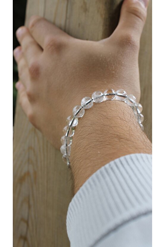 Kristal Kuvars Doğaltaş 8 Mm Küre Kesim Bileklik