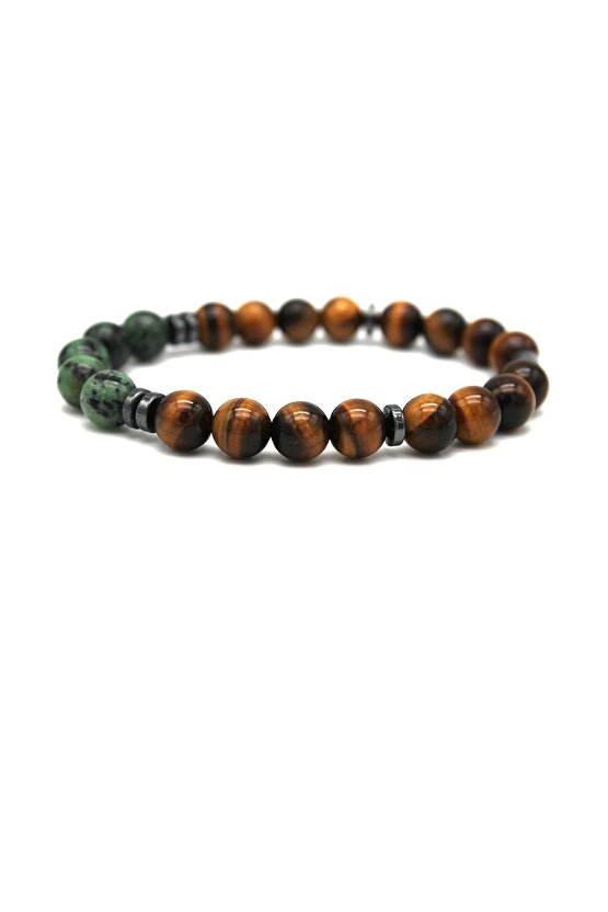 Kaplan Gözü Kök Zümrüt Doğaltaş Erkek Bileklik