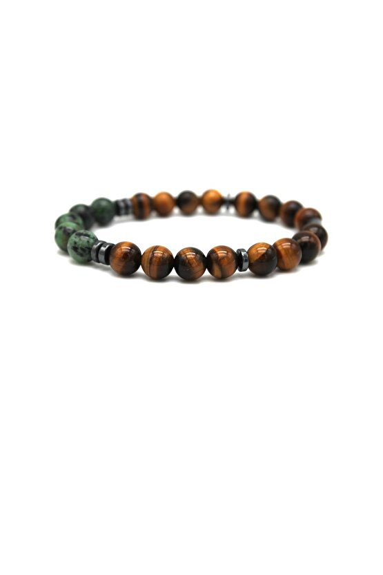 Kaplan Gözü Kök Zümrüt Doğaltaş Erkek Bileklik