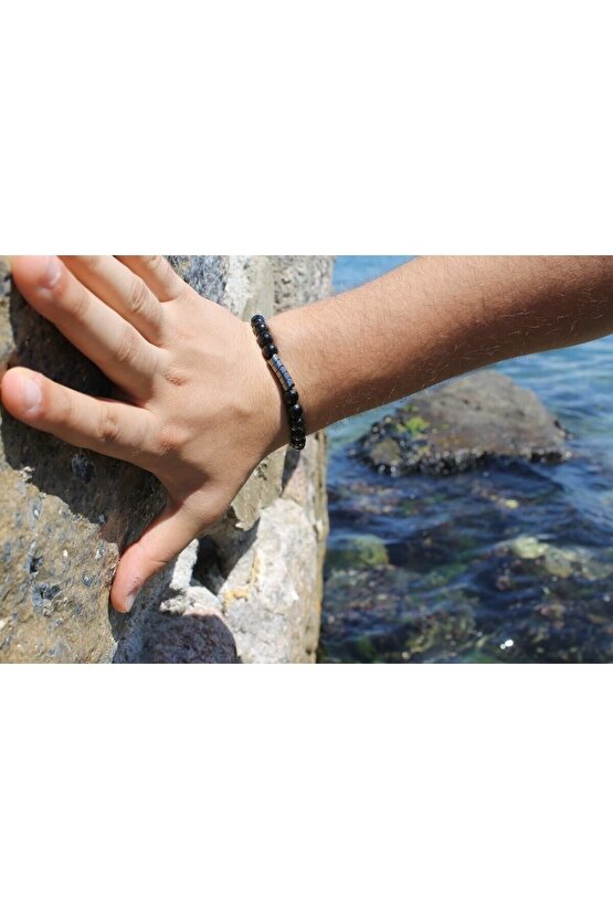 Oniks Ön Aksesuarlı 8 Mm Faset Kesim Bileklik