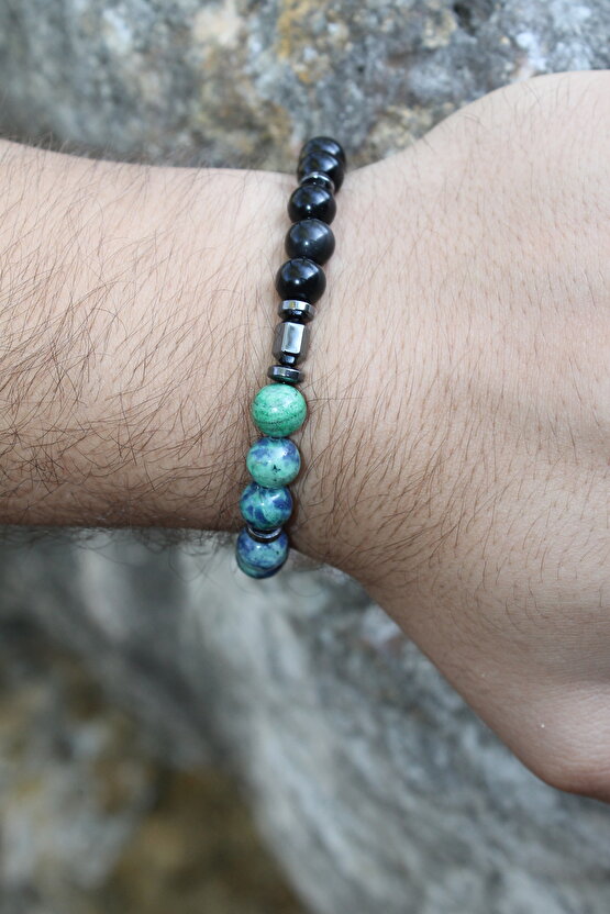 Azurit Obsidyen Doğaltaş Bileklik