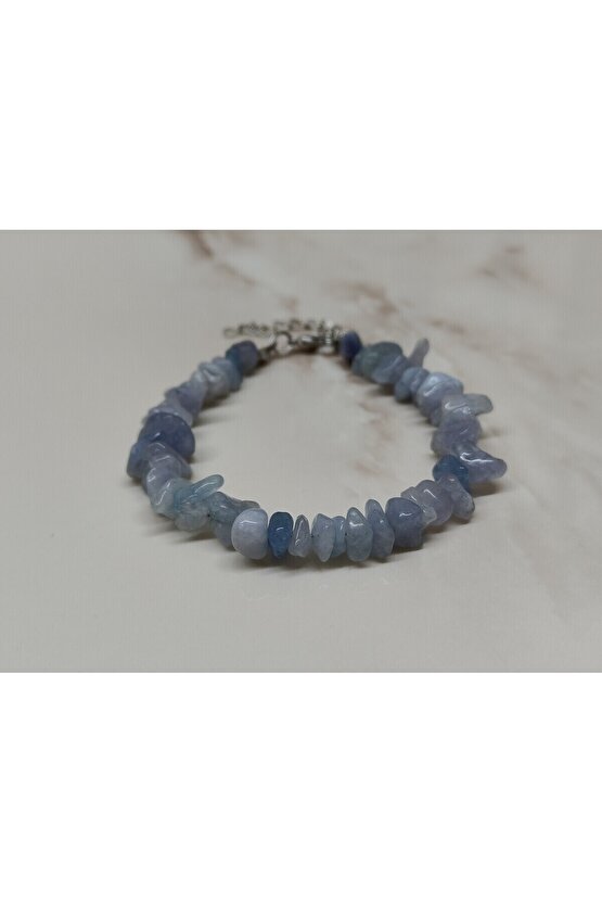 Açık Mavi Akuamarin  Taşı Doğal Taş Bileklik